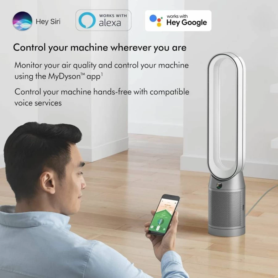 Dyson TP10 White Air Purifier & Fan - Gen1 Cool Purifying Tower, HEPA Filter, Quiet Cooling