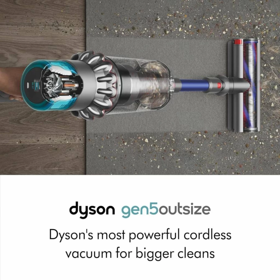 Dyson Gen5 Outsize Cordless Vacuum Cleaner - Extra Large, Nickel/Blue, Powerful Suction, Lightweight & Long Battery Life