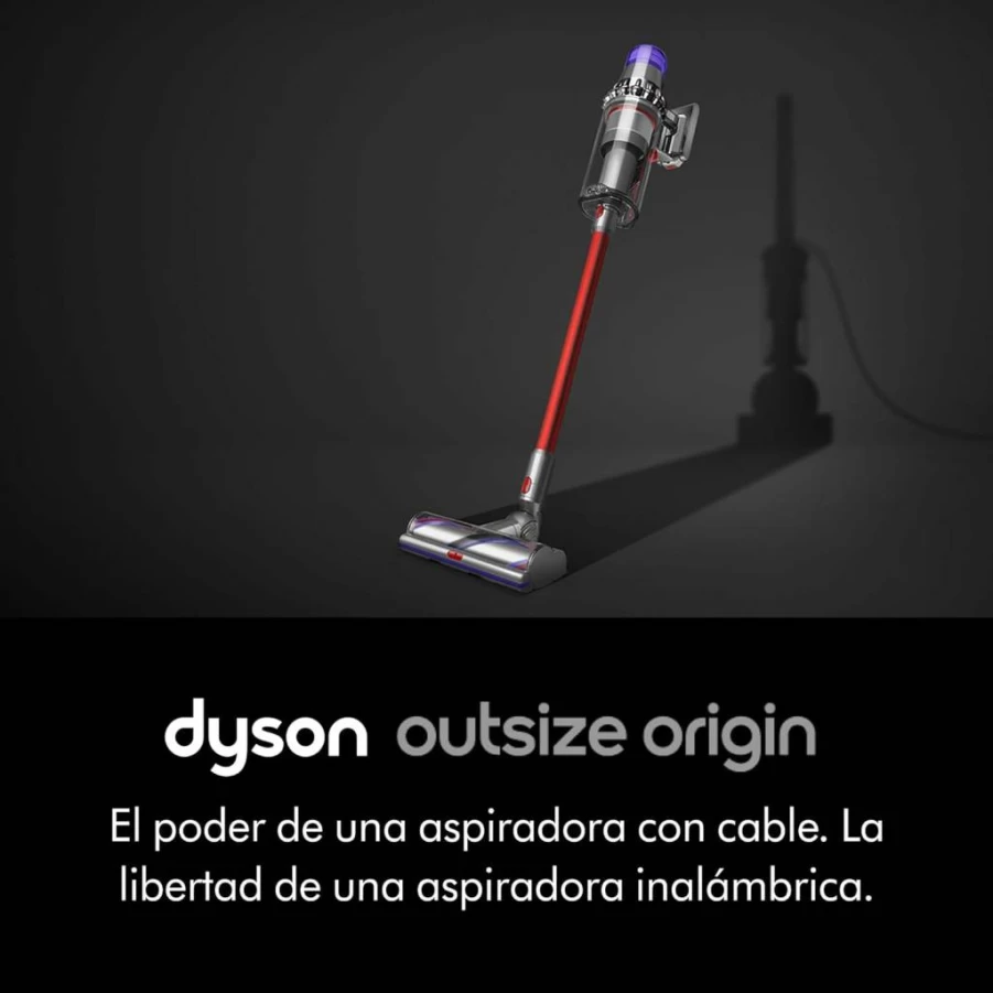 Dyson Outsize Cordless Vacuum Cleaner with Nickel/Red Design, Powerful Suction, Lightweight, Long Battery Life