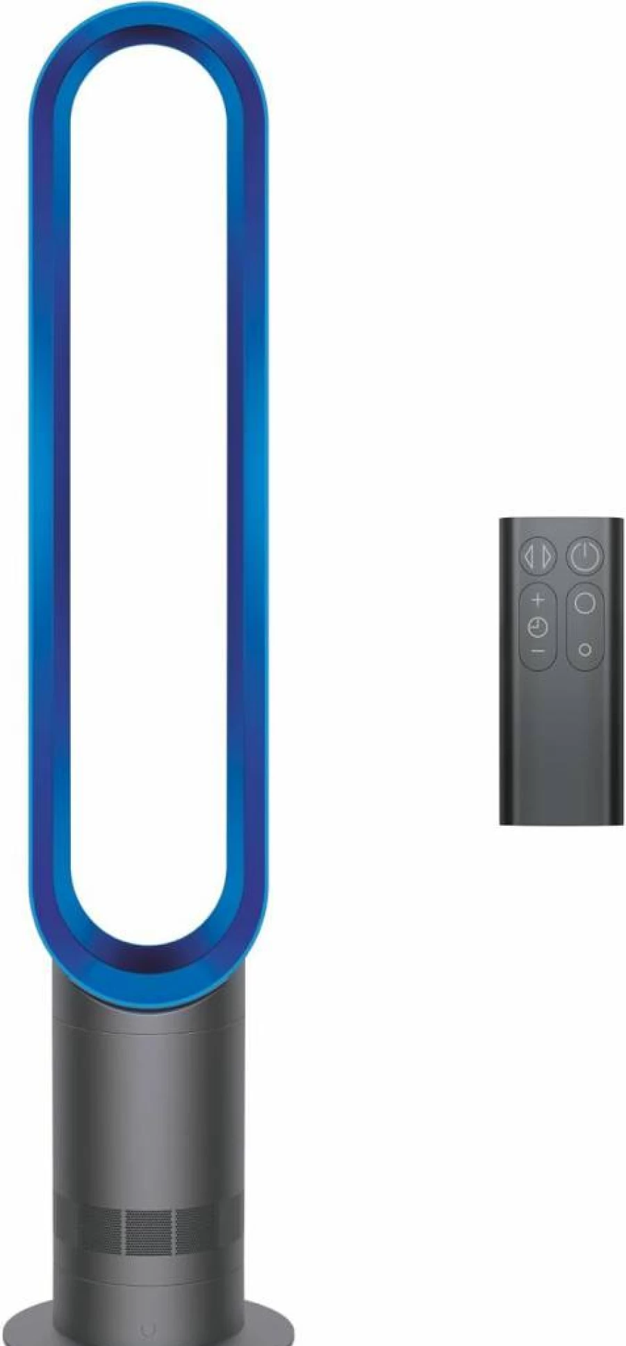 Dyson AM07 Air Multiplier Bladeless Tower Fan - Iron/Blue, Quiet Cooling, Energy Efficient, Oscillating Desk Fan