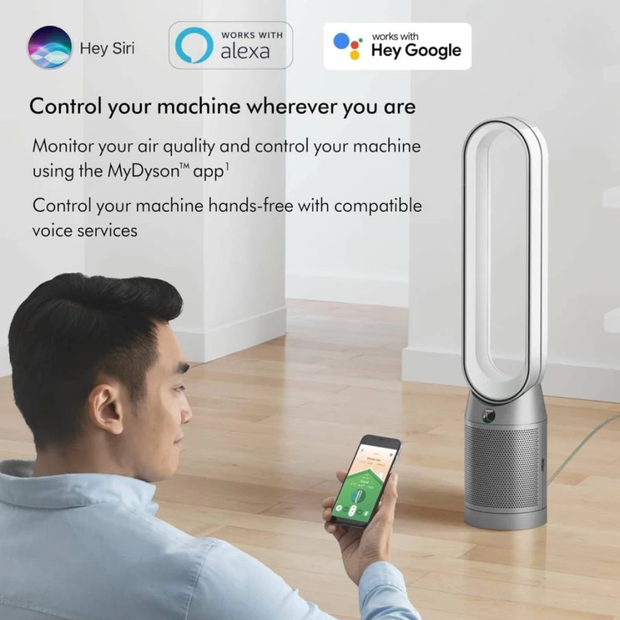 Dyson TP07 White/Silver Smart Air Purifier & Fan with HEPA Filter – Cool & Clean Air Circulation